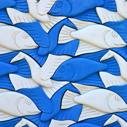 A mural at a drinking water facility in The Hague based on a drawing by M. C. Escher. Photo by Kees de Vos via Flickr.